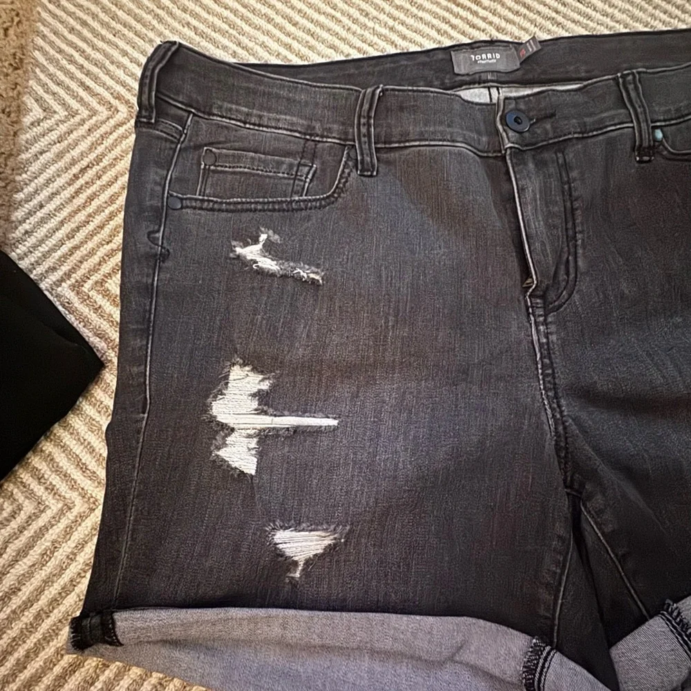 Torrid Women's Black Ripped Denim Shorts - Picture 3 of 7